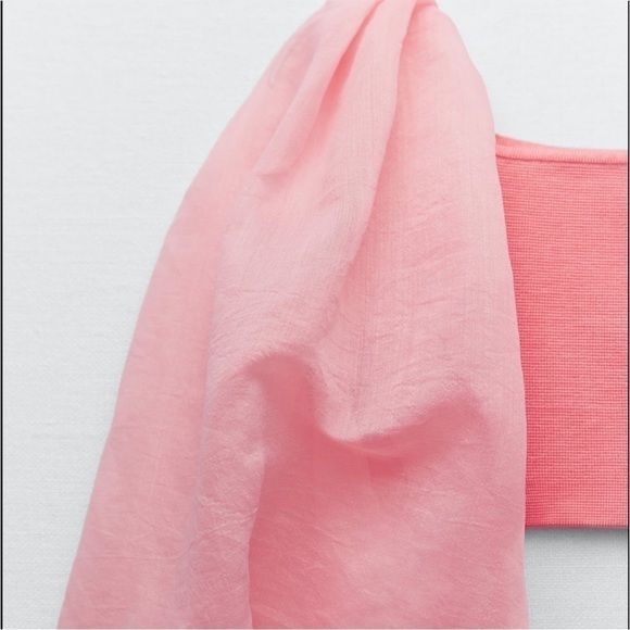 Nwt Zara Combination organza knit crop top pink puffy - bloggers favourite - S - Picture 8 of 8